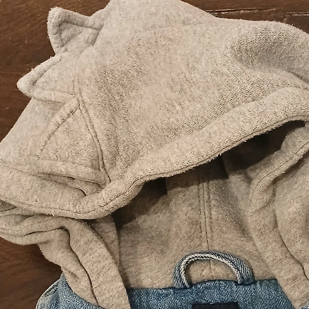 Denim Gap Kids Grey & Jean Jacket With Dinosaur Hoodie Size:5 Kids